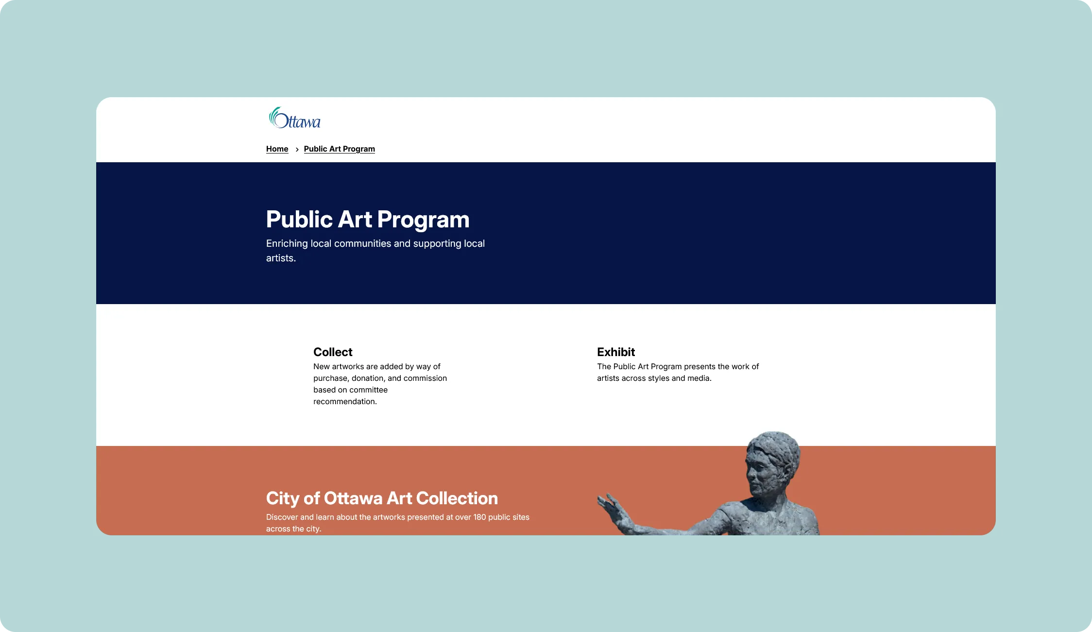 Public Art Program redesign web page.